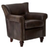 Sadalmelik Upholstered Leather Scroll Armchair In Dark Grey