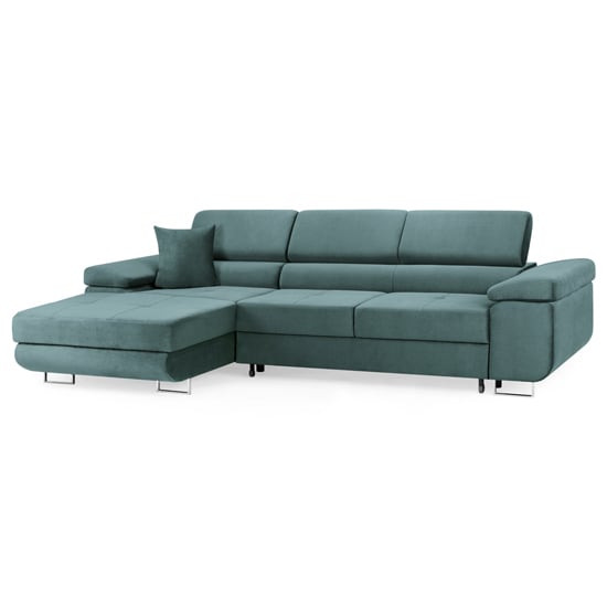 Torrez Plush Velvet Corner Sofa Bed Left Hand In Teal