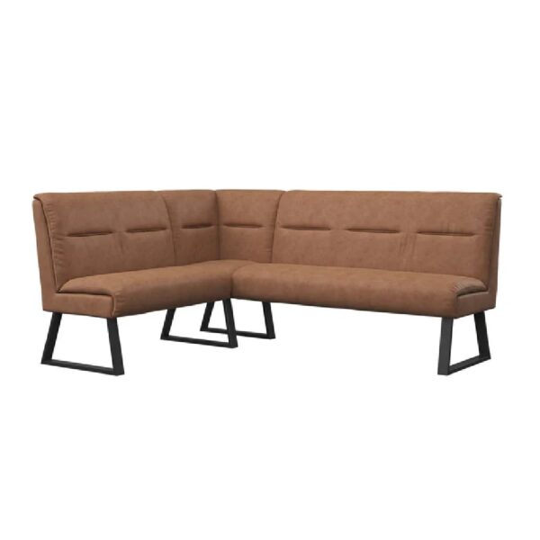 Caldwell Leather Corner Sofa Bench With Black Legs In Tan