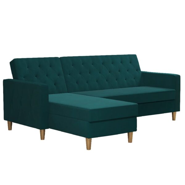 Lahaina Velvet Sofa Bed With Oak Legs In Green