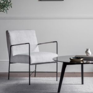 Cabazon Fabric Armchair With Metal Frame In White