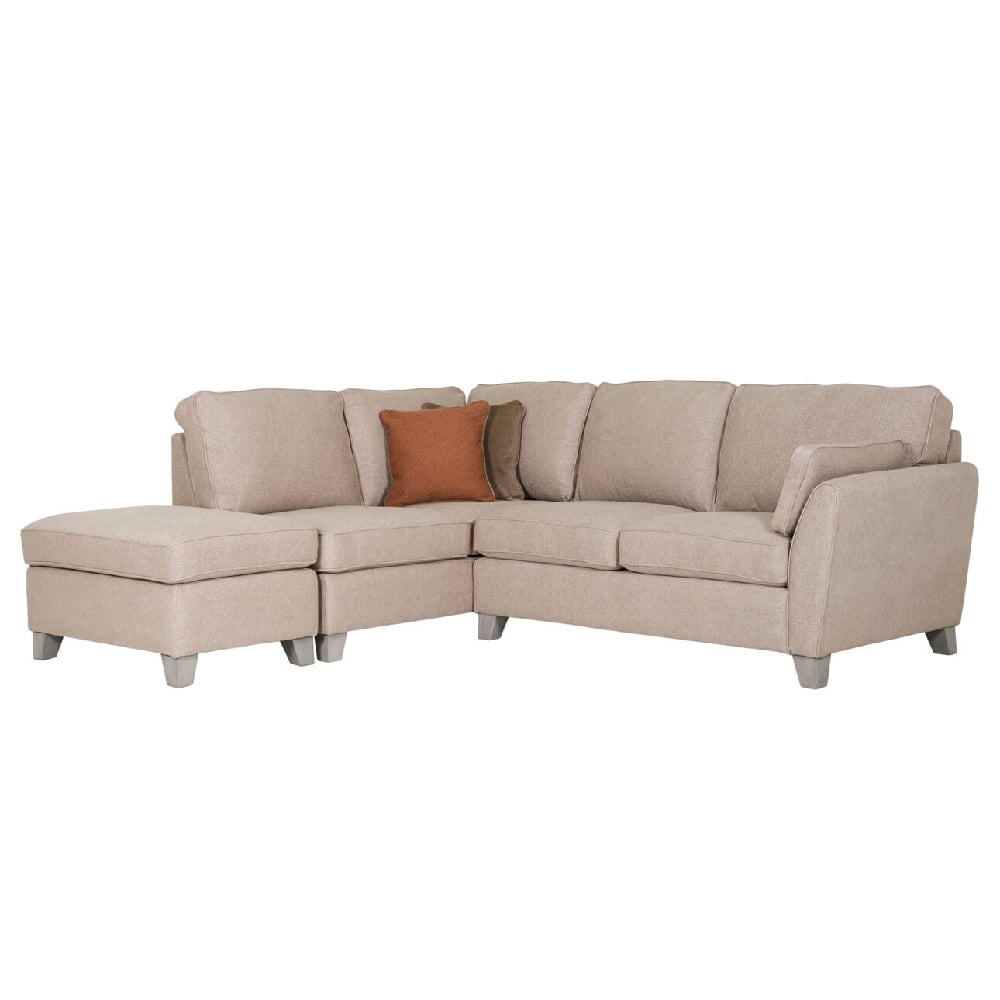 Castro Fabric Left Hand Corner Sofa With Oak Legs In Biscuit