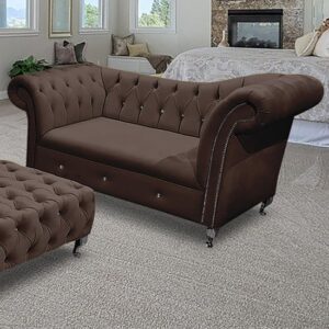 Izu Plush Velvet 2 Seater Sofa In Taupe