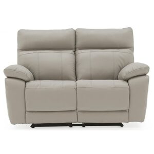 Posit Electric Recliner Leather 2 Seater Sofa In Light Grey