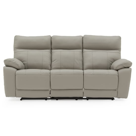 Posit Recliner Leather 3 Seater Sofa In Light Grey