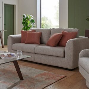 Santiago Fabric 3 Seater Sofa With Black Legs In Natural