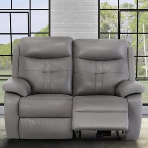 Sotra Faux Leather Electric Recliner 2 Seater Sofa In Grey