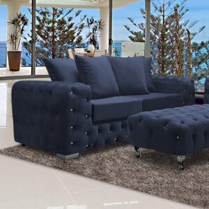 Worley Malta Plush Velour Fabirc 3 Seater Sofa In Slate