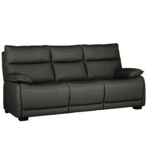 Laramie Leather 3 Seater Sofa With Oak Legs In Dark Grey