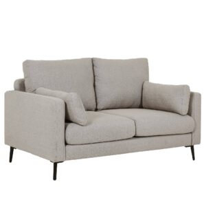 Raleigh Fabric 2 Seater Sofa With Black Legs In Greige