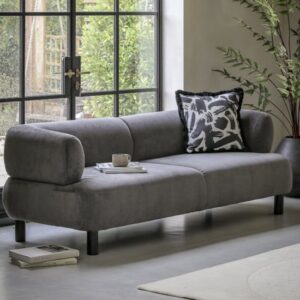 Arica Fabric 3 Seater Sofa With Oak Legs In Grey