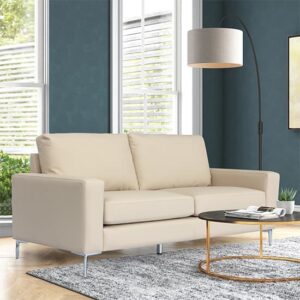 Baltic Faux Leather 3 Seater Sofa In Ivory