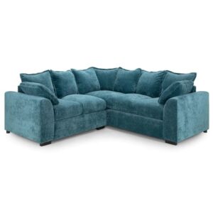 Calais Large Velvet Corner Sofa In Teal