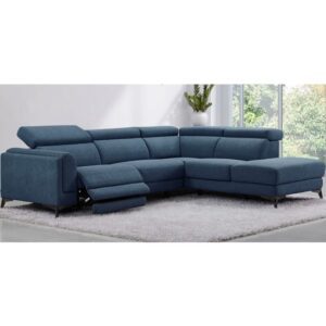 Cannes Electric Recliner Fabric Corner Sofa Left Hand In Denim