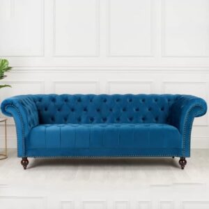 Chanter Fabric 3 Seater Sofa In Midnight Blue