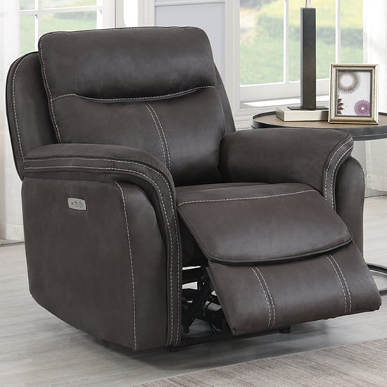 Chloe Fabric Electric Recliner Armchair In Grey