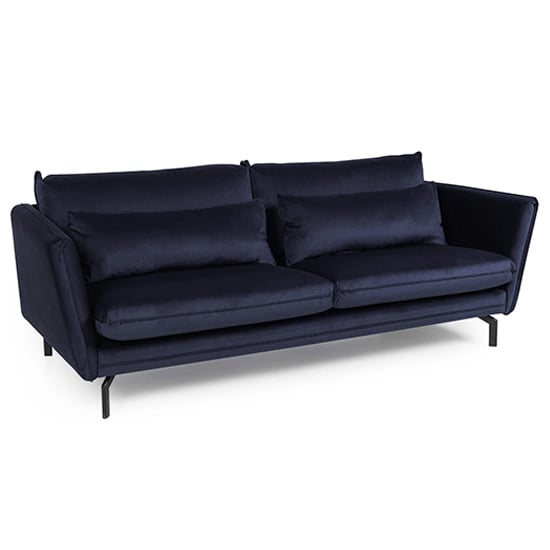 Edel Fabric 3 Seater Sofa With Black Metal Legs In Navy