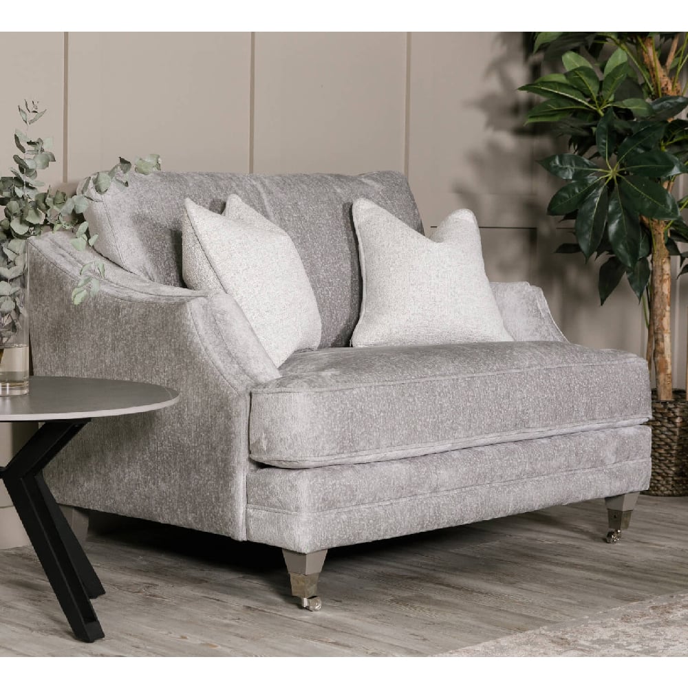 Enmore Velvet 2 Seater Sofa With 2 Scatter Cushions In Silver