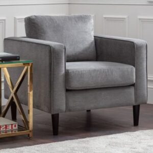 Hachi Chenille Fabric Armchair In Dark Grey