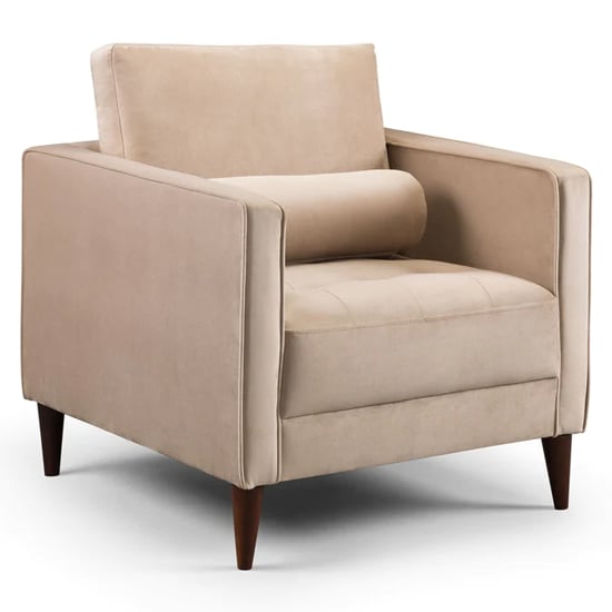 Herbart Plush Velvet Armchair In Beige