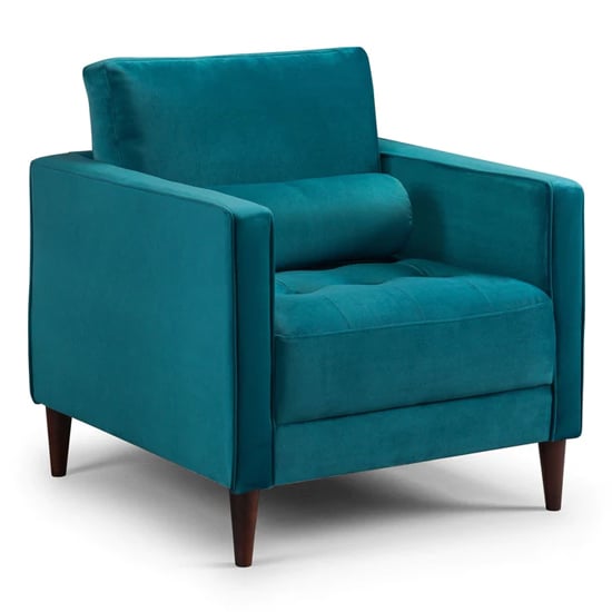 Herbart Plush Velvet Armchair In Teal