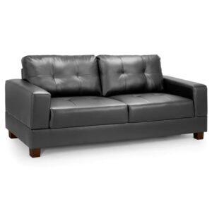 Jerri Faux Leather 3 Seater Sofa In Black