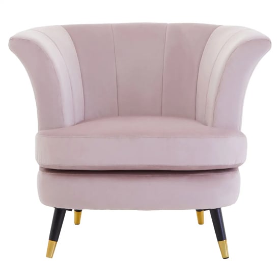 Lagos Velvet Scalloped Armchair In Dusky Pink