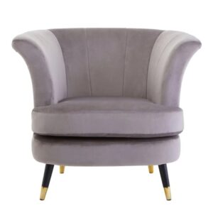 Lagos Velvet Scalloped Armchair In Mink