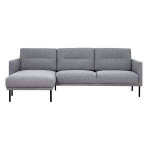 Nexa Fabric Left Handed Corner Sofa In Soul Grey With Black Legs