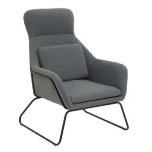 Porrima Fabric Armchair With Black Metal Frame In Grey