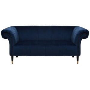 Salta Velvet 2 Seater Sofa In Midnight Blue With Pointed Legs