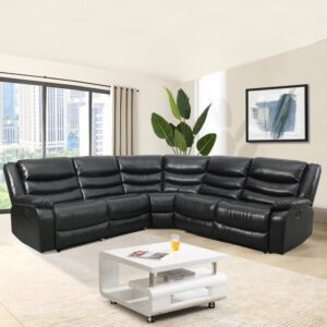 Sorreno Bonded Leather Recliner Corner Sofa In Black