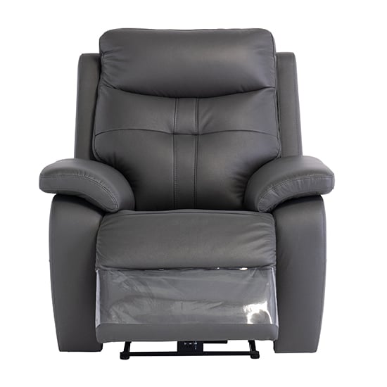 Sotra Faux Leather Electric Recliner Armchair In Charcoal