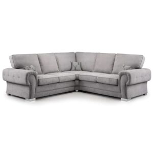 Verna Fullback Fabric Corner Sofa Large In Grey