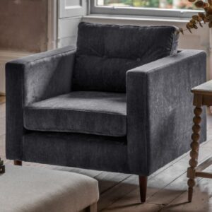 Wantagh Fabric Armchair With Oak Legs In Charcoal