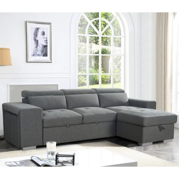 Arnhem Fabric Corner Sofa Bed In Grey