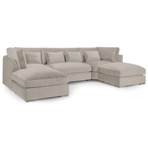 Bellingham Velvet U Shaped Corner Sofa In Beige