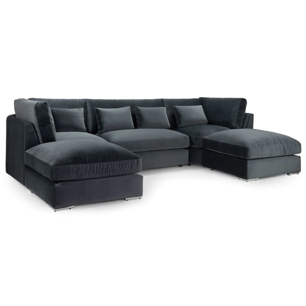 Bellingham Velvet U Shaped Corner Sofa In Slate