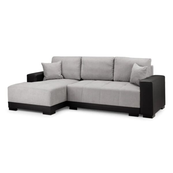 Callison Velvet Left Hand Corner Sofa Bed In Black And Grey