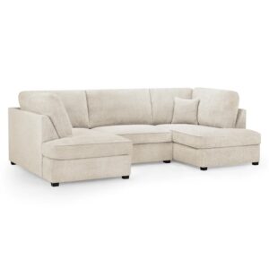 Caronia Boucle U Shaped Corner Sofa In Beige