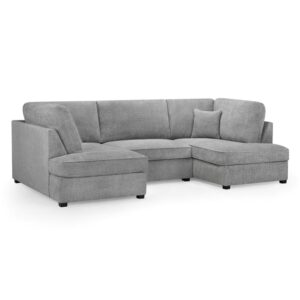 Caronia Boucle U Shaped Corner Sofa In Grey