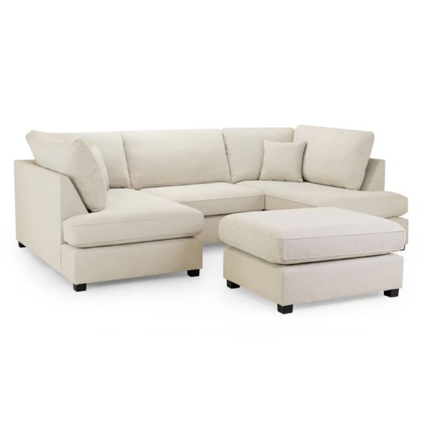 Caronia Fabric U Shaped Corner Sofa In Beige