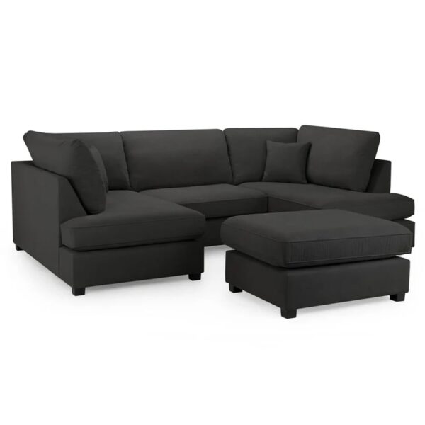 Caronia Fabric U Shaped Corner Sofa In Black