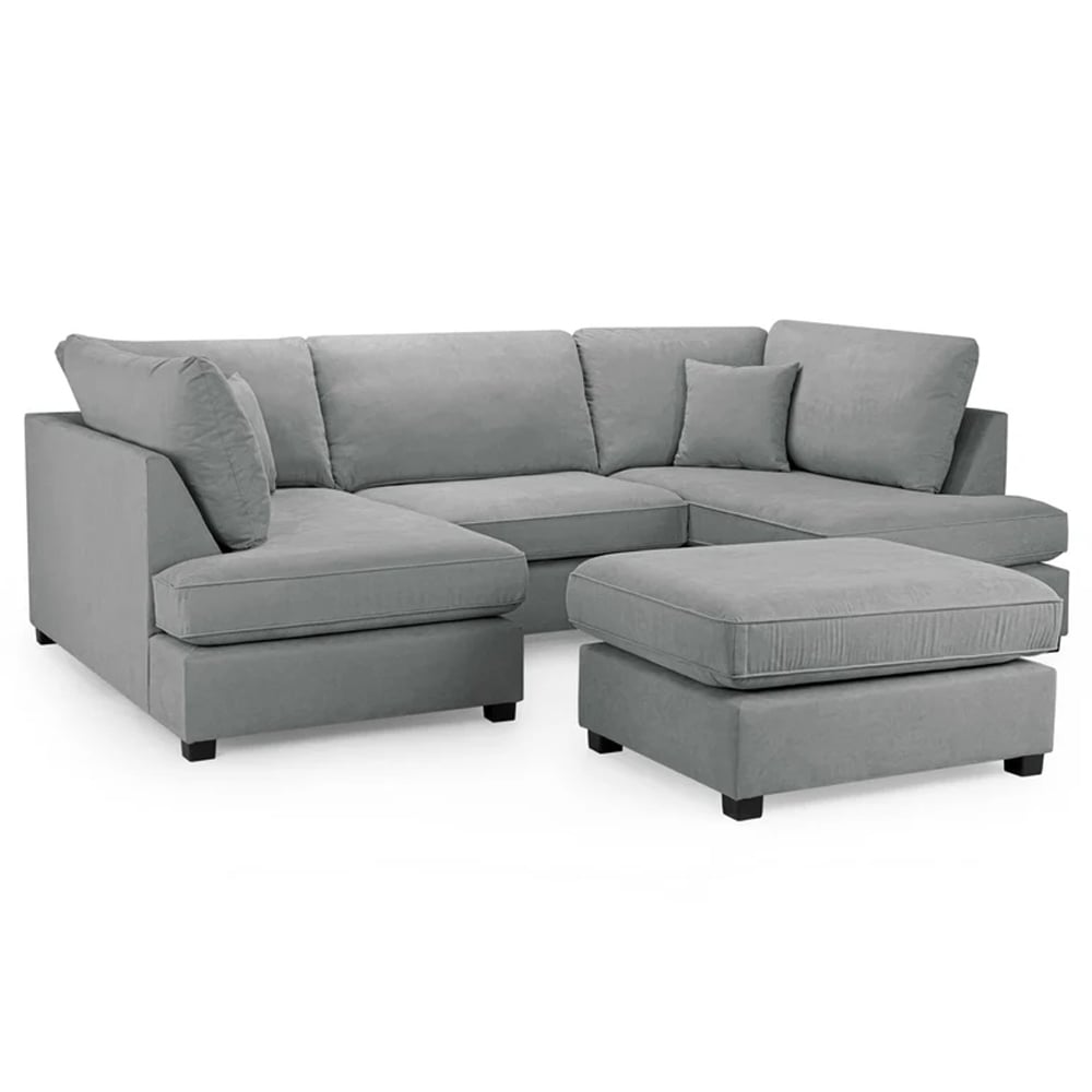 Caronia Fabric U Shaped Corner Sofa In Grey