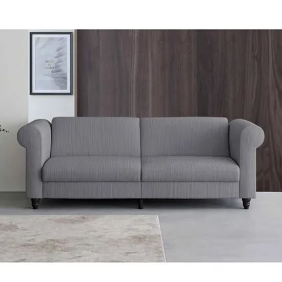 Flex Corduroy Fabric 3 Seater Sofa Bed In Grey