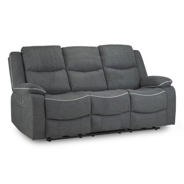 Harris Fabric Electric Recliner 3 Seater Sofa In Graphite