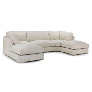 Indio Fabric U Shaped Corner Sofa In Beige