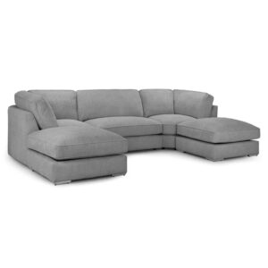 Indio Fabric U Shaped Corner Sofa In Grey