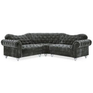 Jupiter Fabric Large Corner Sofa In Charcoal