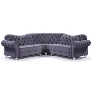 Jupiter Fabric Large Corner Sofa In Cool Grey